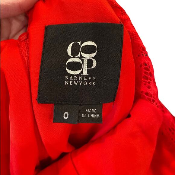 BARNEY’s NEW YORK Red Lace Sleeveless Bodycon Mini Dress Size 0 - Picture 6 of 9